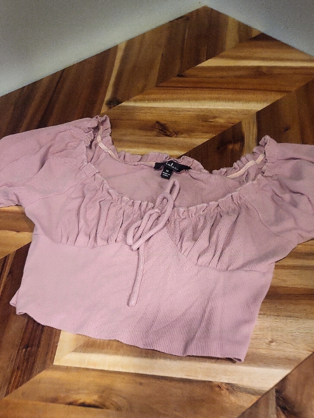 Lulus Dusty Rose Smocked Tie-Front Crop Top
